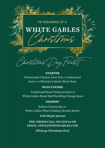 Christmas day feast Menu White Gables Galway